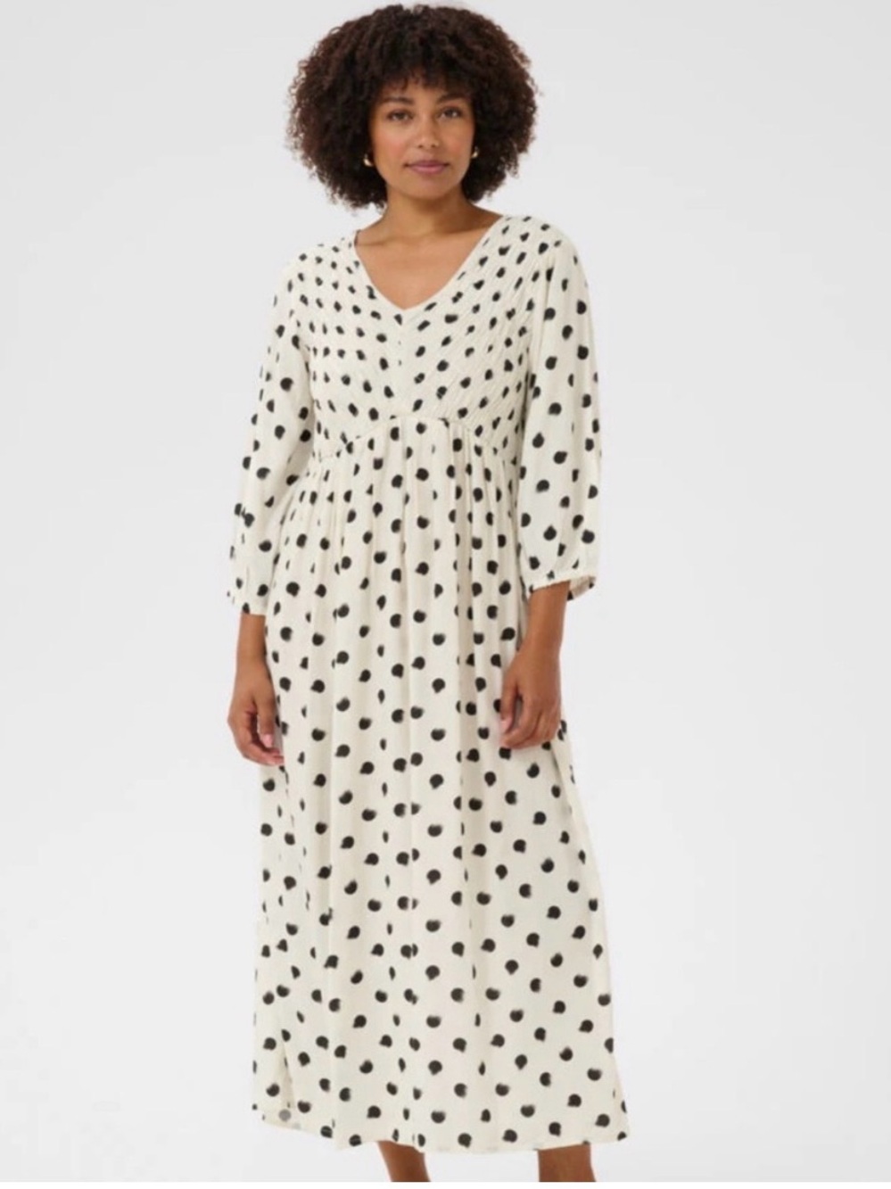 Cream Polka Dot Maxi Dress Size 34 / Small